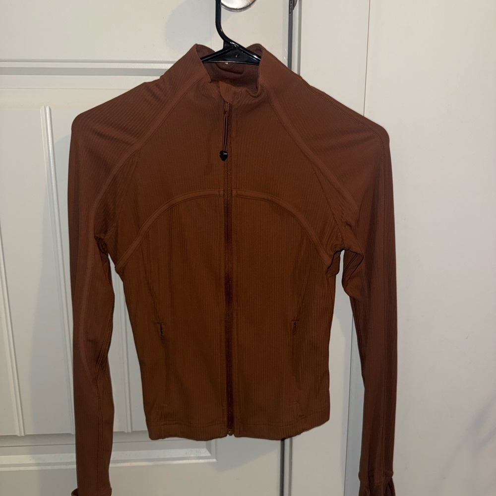 Lululemon brown ribbed zip up